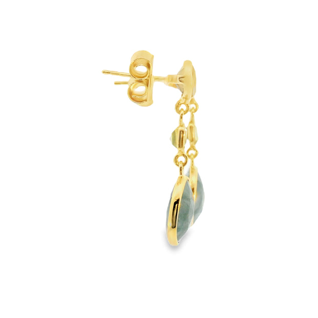Moss Agate, Prasiolite, and Labradorite Earrings