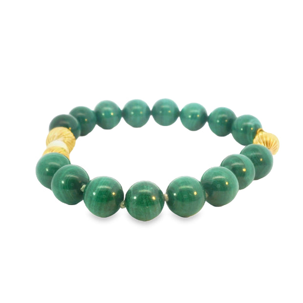 Malachite and Pearl Bead Bracelet