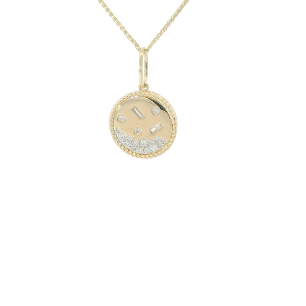 14K Round Disc Pendant .20 ct tw