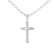White Gold Paperclip Cross Necklace