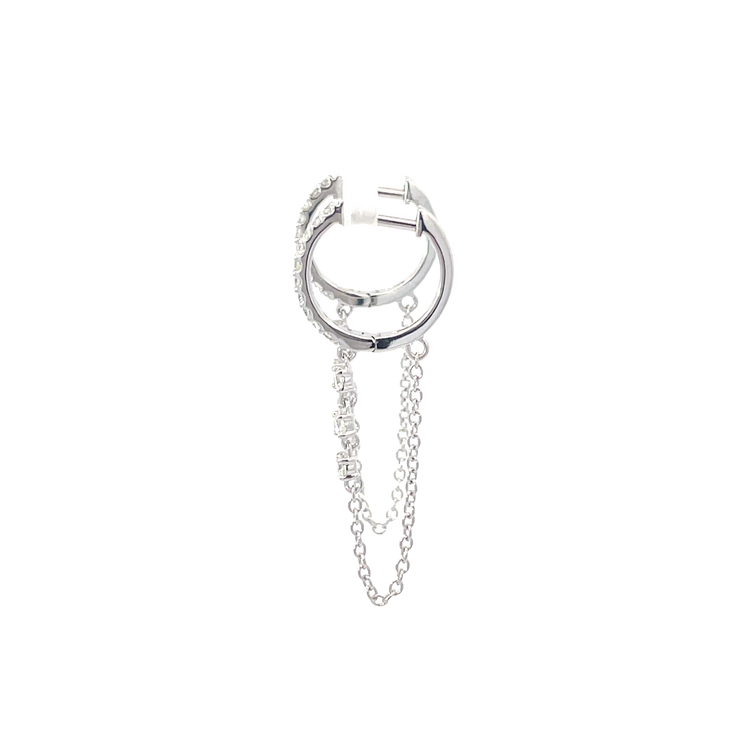 White Gold Diamond Chain Drop Earrings