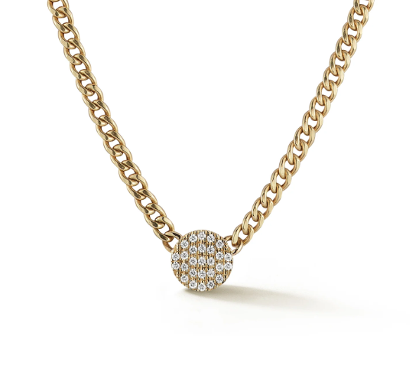 Diamond Pave Disc Centered on Cuban Chain