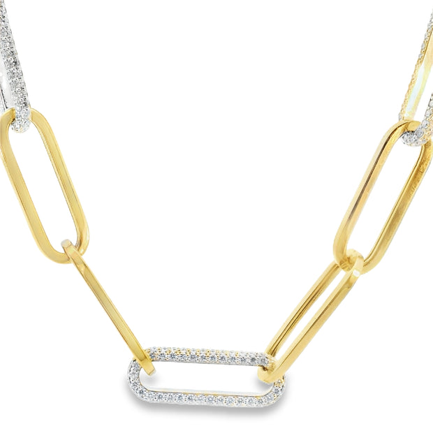 Diamond Pave Chunky Paperclip Necklace