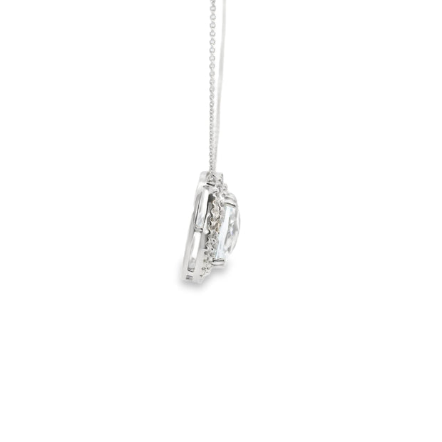 Aquamarine and Diamond Double Halo Pendant