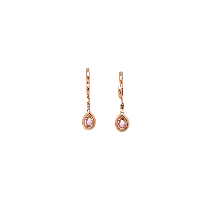 14K Rose Gold Pink Sapphire Drop Earrings