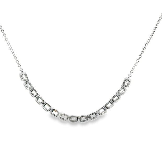 Bezel Set Emerald Cut Diamond Tennis Necklace