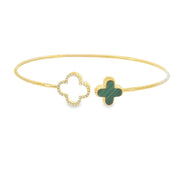 Malachite and Diamond Double Clover Bracelet