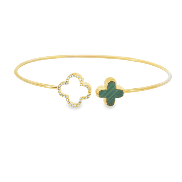 Malachite and Diamond Double Clover Bracelet