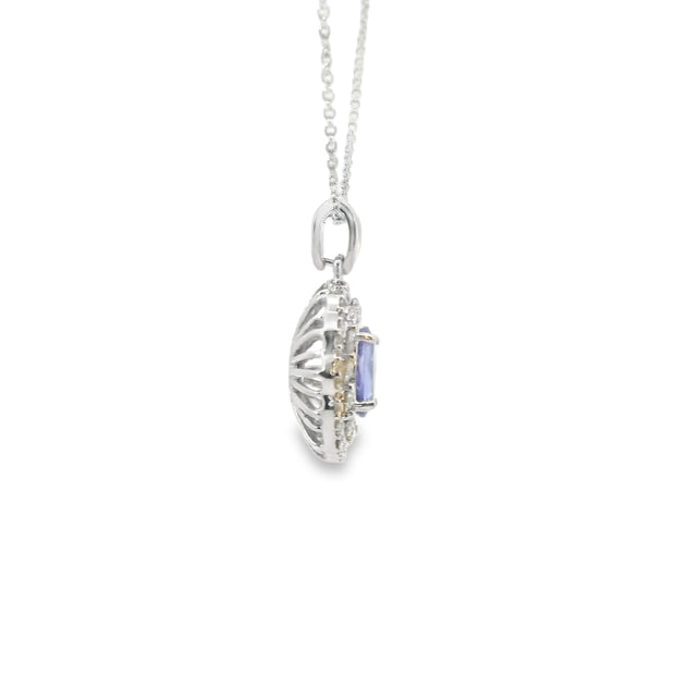Tanzanite and Diamond Double Halo Pendant