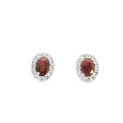Ruby Earrings with Diamond Halos
