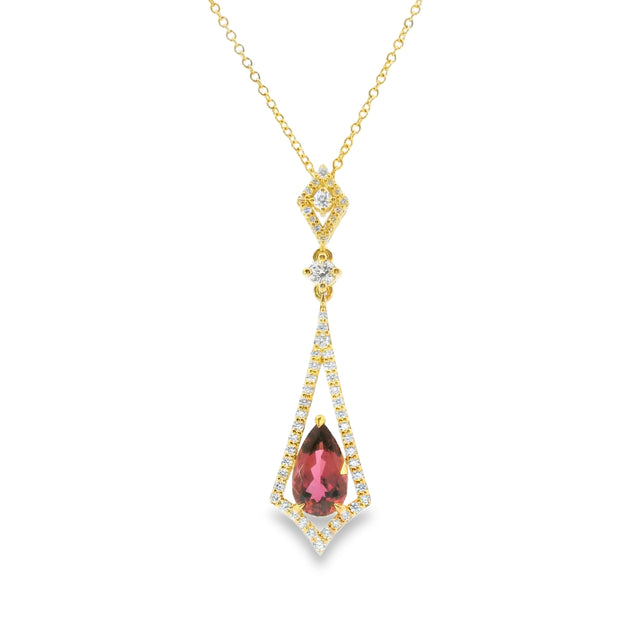 Pink Tourmaline Geometric Pendant