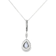 Tanzanite and Diamond Halo Drop Pendant