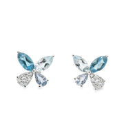 Butterfly Studs with Blue Topaz and Sapphires