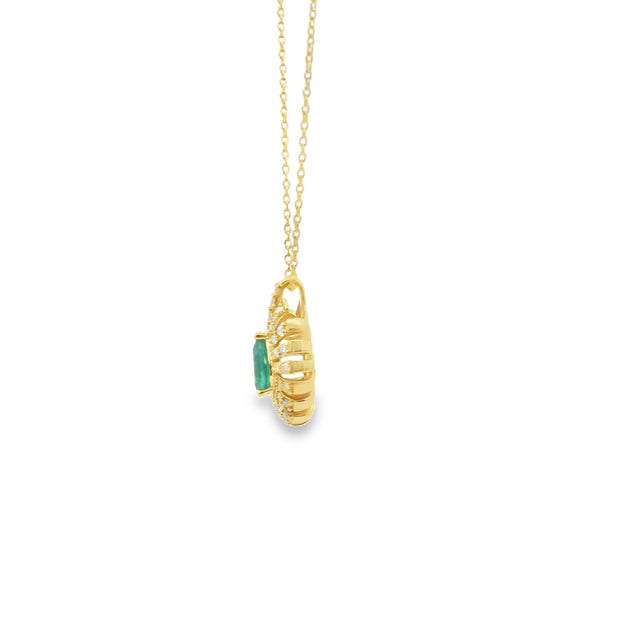 Emerald Pave Ballerina Halo Pendant