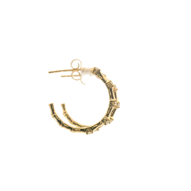 Bamboo Hoops with Diamond Accents