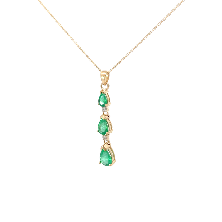 Emerald Diamond Dangle Pendant Necklace