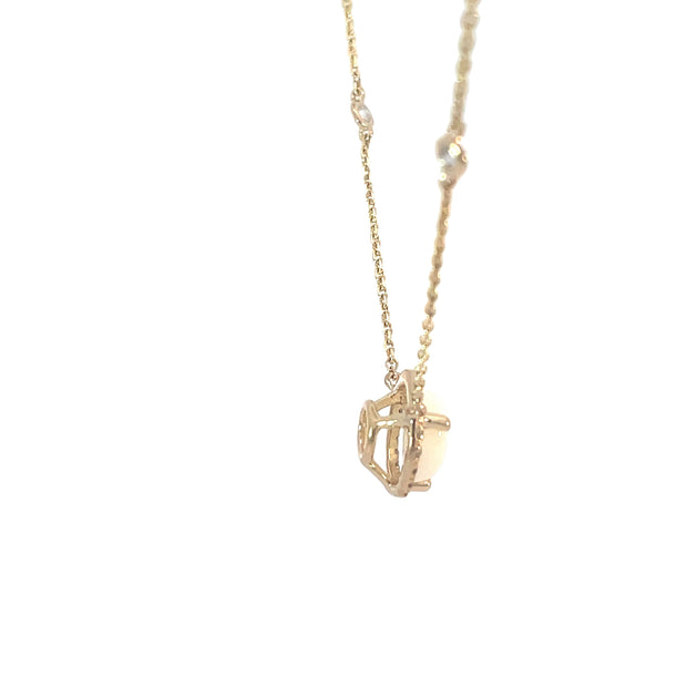 Opal and Diamond Halo Pendant