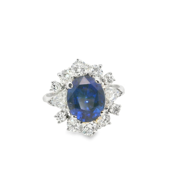 Sapphire and Diamond Halo Ring