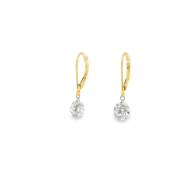 14 Karat Yellow Gold Lab Grown Diamonds Drop Earrings