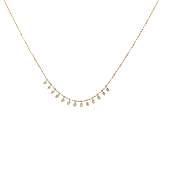 Yellow Gold Diamond Dangle Station Necklace