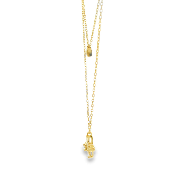 Multi-Strand Necklace with Baguette and Cross Pendants