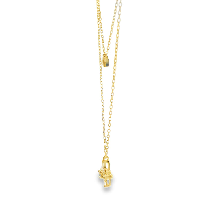 Multi-Strand Necklace with Baguette and Cross Pendants