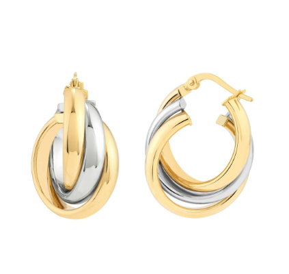 Two-Tone Love Knot Hoop Earrings