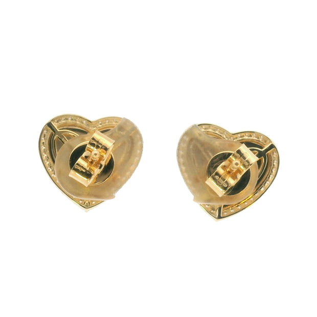 Faceted Heart Studs with Diamond Pave