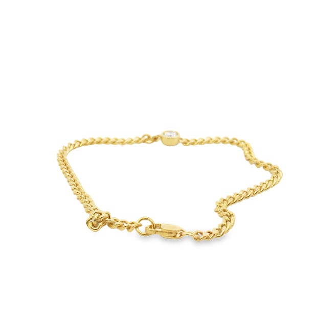 Curb Link Bracelet with Bezel Set Solitaire