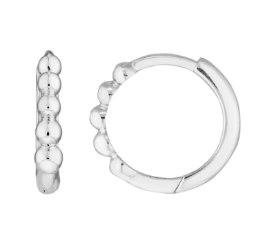 White Gold Mini Beaded Huggies