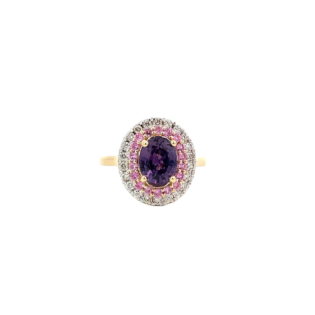Yellow Gold Multi Sapphire Diamond Ring