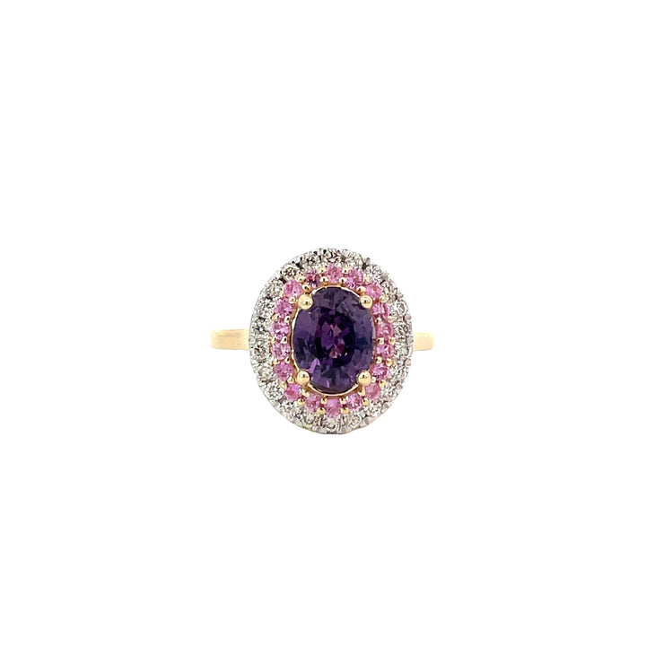 Yellow Gold Multi Sapphire Diamond Ring