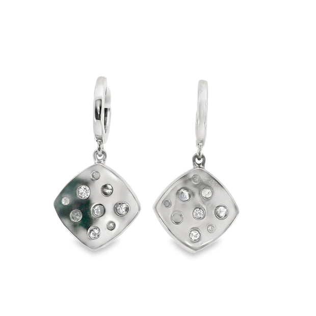 Salt and Pepper Drop Earrings with White Diamonds