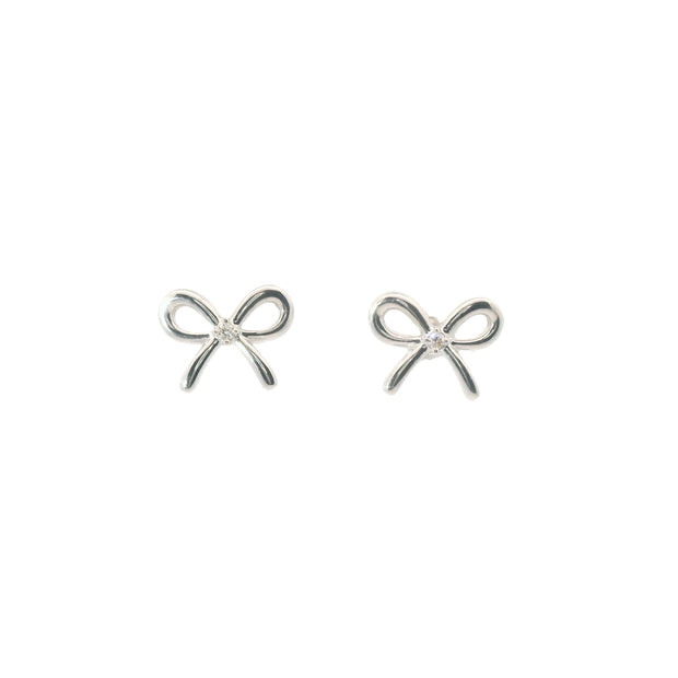 Bow Studs with Diamond Centers