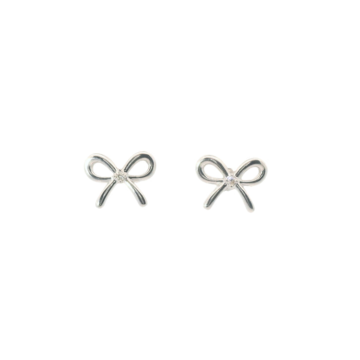 Bow Studs with Diamond Centers