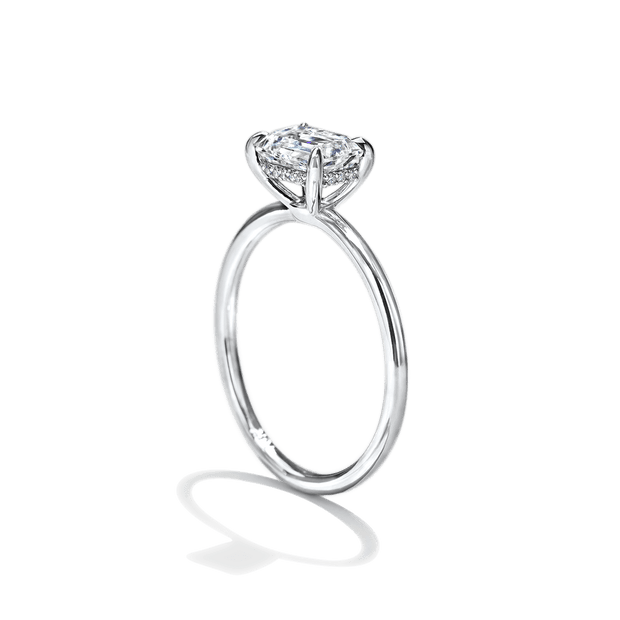 East-West Hidden Halo Engagement Ring