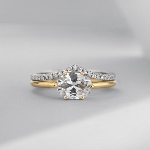 East-West Hidden Halo Engagement Ring
